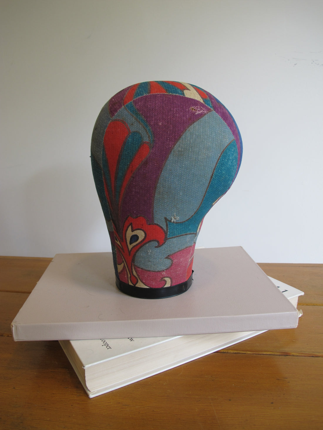Vintage Paisley Fabric Hat Form Display Mannequin – Decorative Millinery Head Form