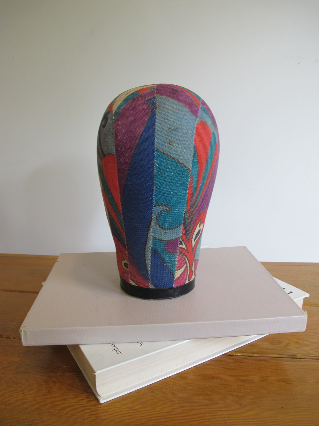Vintage Paisley Fabric Hat Form Display Mannequin – Decorative Millinery Head Form