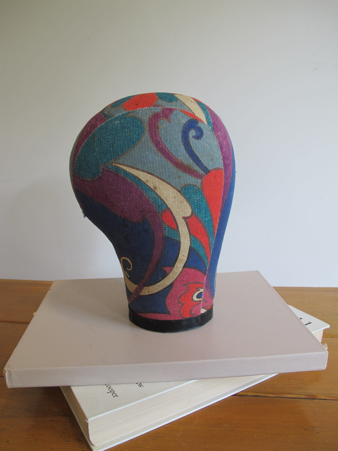 Vintage Paisley Fabric Hat Form Display Mannequin – Decorative Millinery Head Form