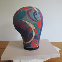 Vintage Paisley Fabric Hat Form Display Mannequin – Decorative Millinery Head Form