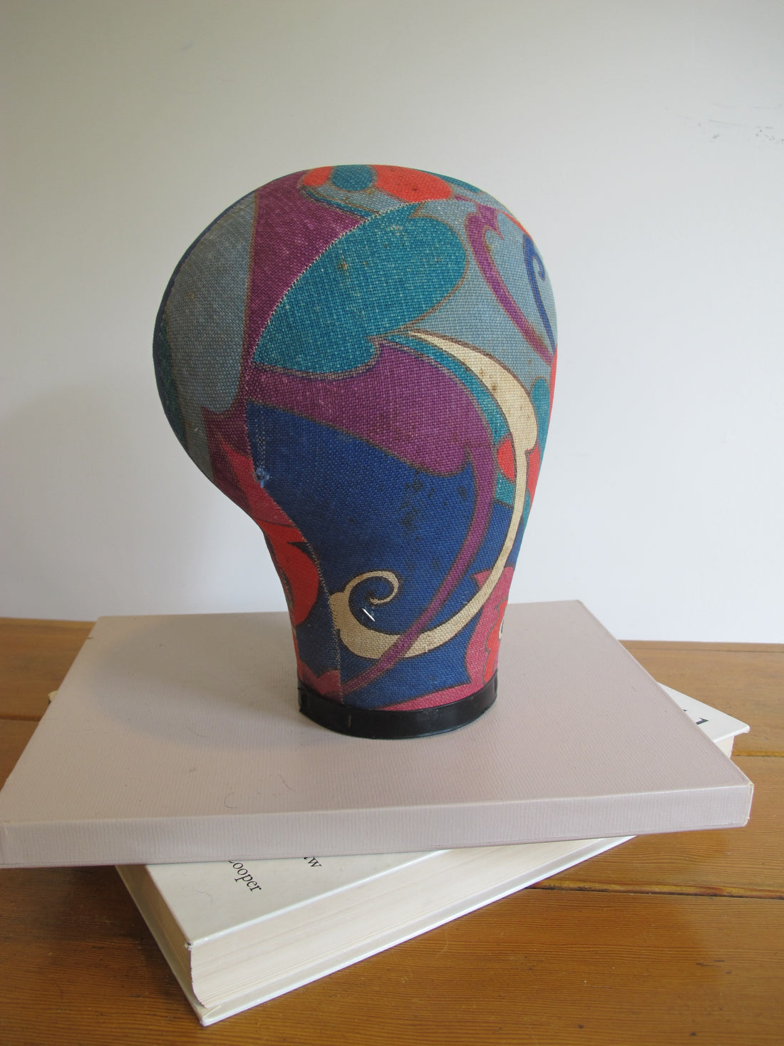 Vintage Paisley Fabric Hat Form Display Mannequin – Decorative Millinery Head Form