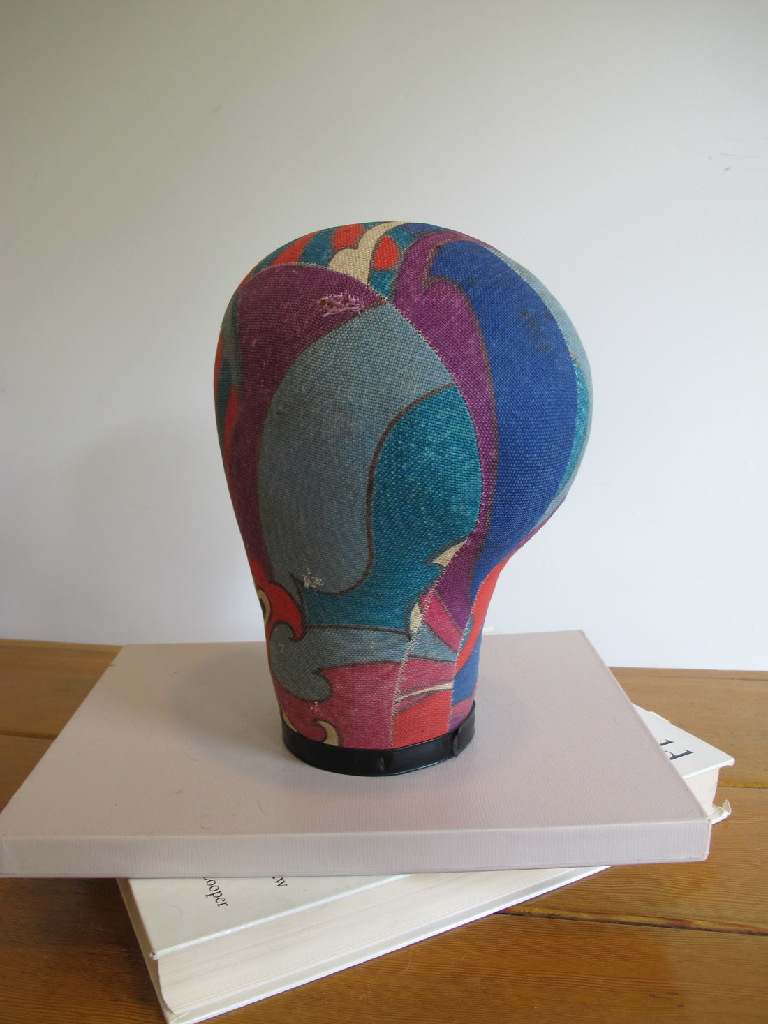 Vintage Paisley Fabric Hat Form Display Mannequin – Decorative Millinery Head Form