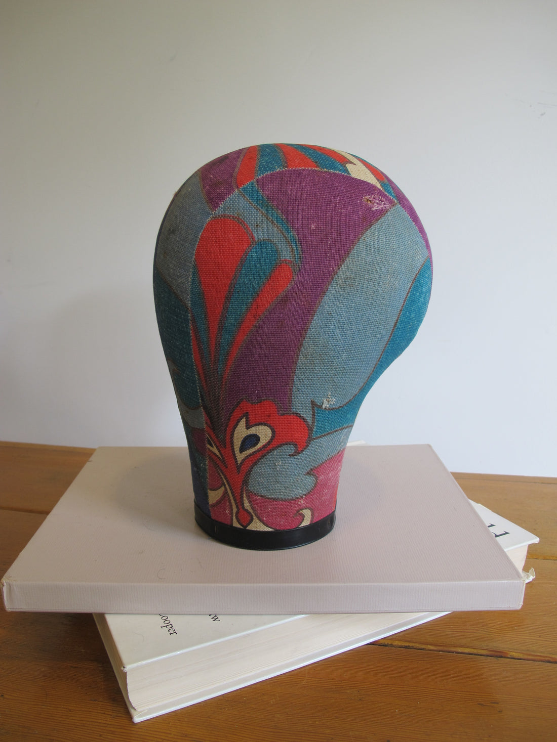 Vintage Paisley Fabric Hat Form Display Mannequin – Decorative Millinery Head Form