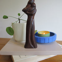 Vintage Signed Carved Wood Figure – Woman and Child Sculpture Folk Art Statue