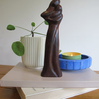 Vintage Signed Carved Wood Figure – Woman and Child Sculpture Folk Art Statue
