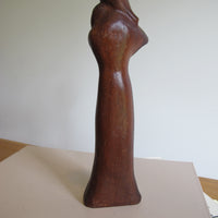 Vintage Signed Carved Wood Figure – Woman and Child Sculpture Folk Art Statue