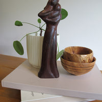 Vintage Signed Carved Wood Figure – Woman and Child Sculpture Folk Art Statue