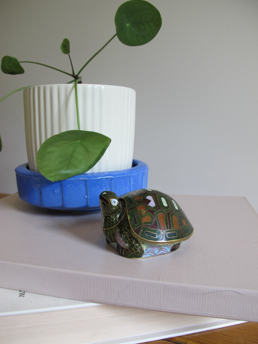 Enameled Turtle Trinket Jewelry Box Vintage