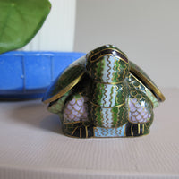 Enameled Turtle Trinket Jewelry Box Vintage