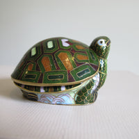Enameled Turtle Trinket Jewelry Box Vintage
