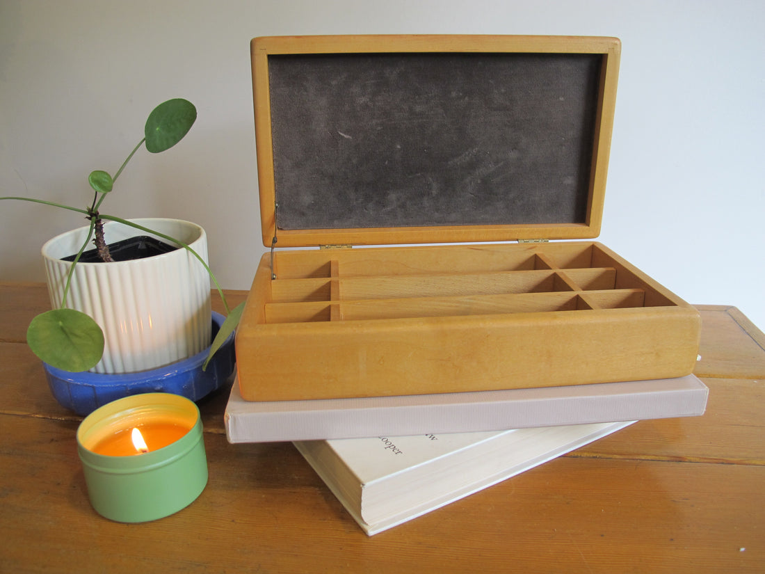 Artisan Wood Box Jewelry Craft Organizer 