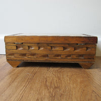 Vintage Mexican Tile & Carved Wood Jewelry Box with Mirror – Handcrafted Folk Art Keepsake Box