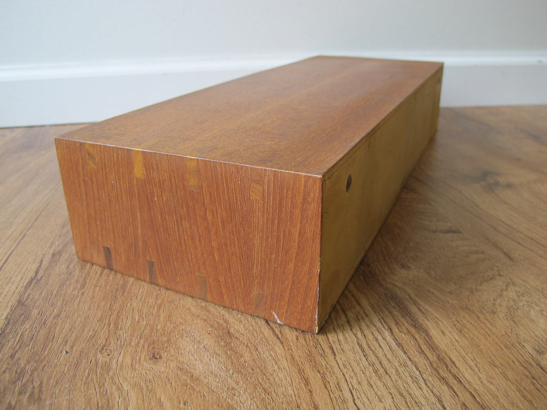 Vintage Danish Modern Teak Wall Shelf with Drawer – Mid-Century Scandinavian Floating Storage