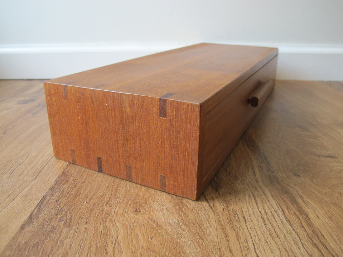 Vintage Danish Modern Teak Wall Shelf with Drawer – Mid-Century Scandinavian Floating Storage