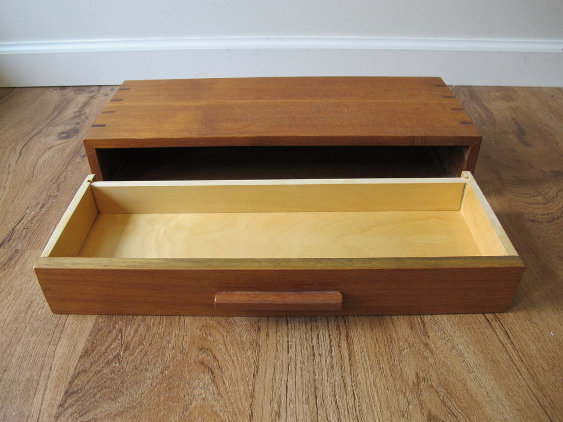 Vintage Danish Modern Teak Wall Shelf with Drawer – Mid-Century Scandinavian Floating Storage