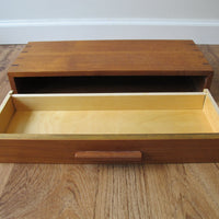 Vintage Danish Modern Teak Wall Shelf with Drawer – Mid-Century Scandinavian Floating Storage