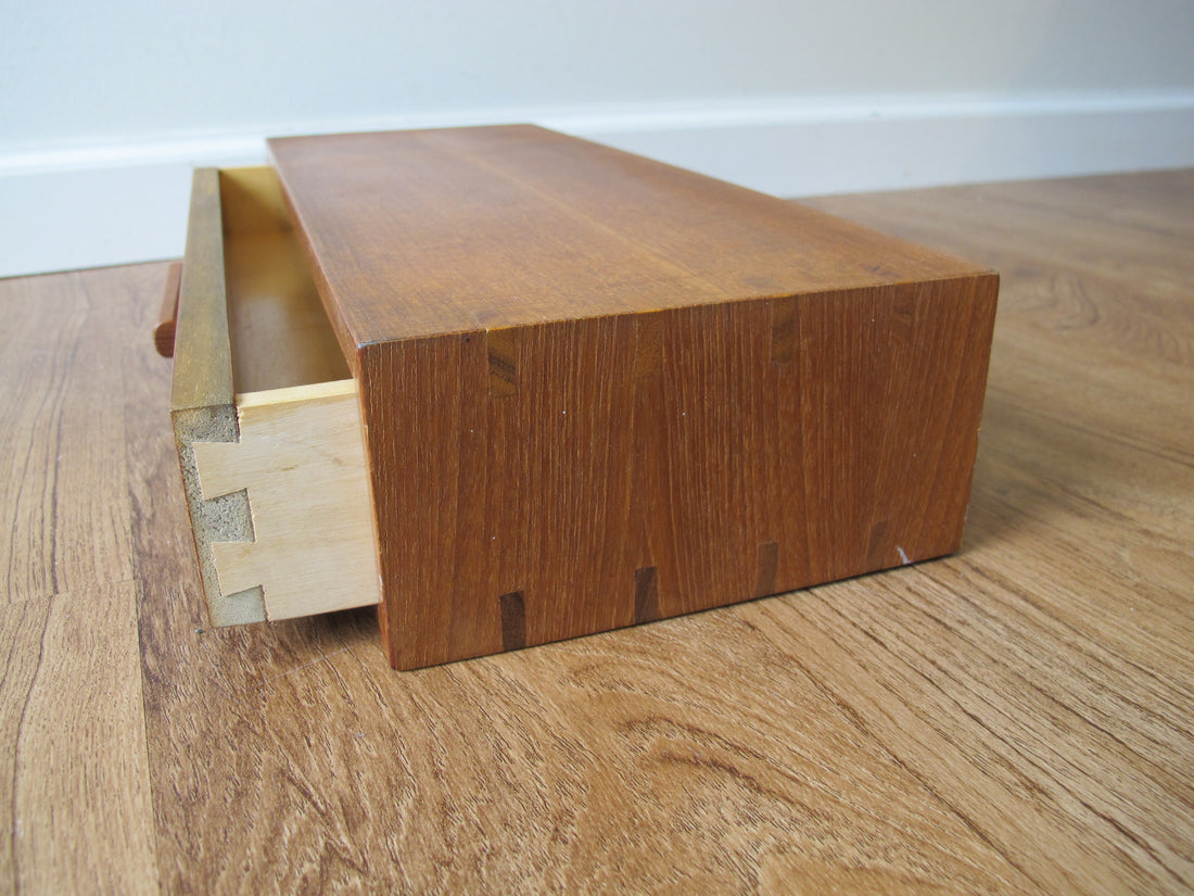 Vintage Danish Modern Teak Wall Shelf with Drawer – Mid-Century Scandinavian Floating Storage
