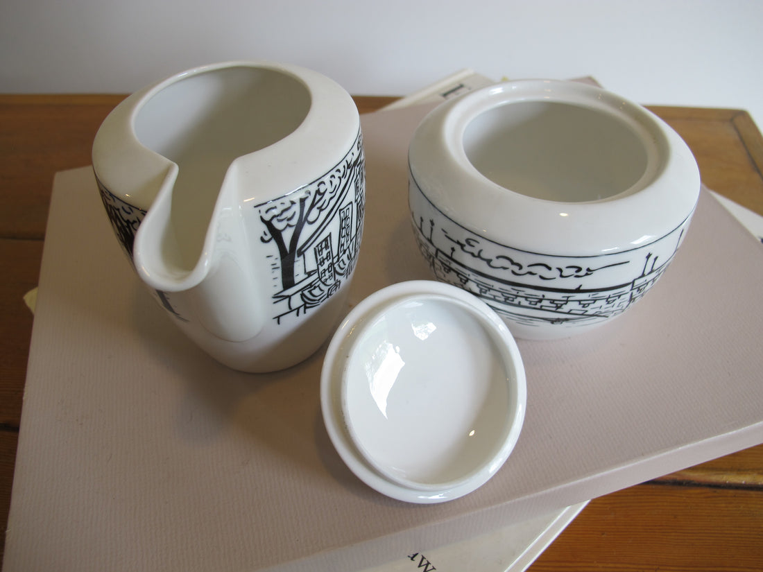 Vintage Mikasa Paris Scenes Sugar Bowl & Creamer Set – Porcelain French Café Collection