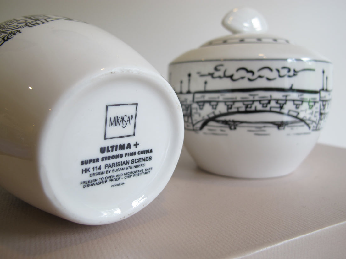 Vintage Mikasa Paris Scenes Sugar Bowl & Creamer Set – Porcelain French Café Collection
