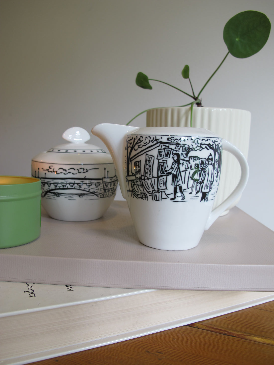Vintage Mikasa Paris Scenes Sugar Bowl & Creamer Set – Porcelain French Café Collection