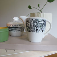 Vintage Mikasa Paris Scenes Sugar Bowl & Creamer Set – Porcelain French Café Collection
