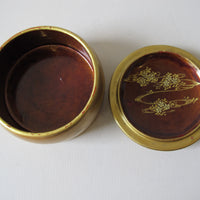 Lacquered Gold Round Box Japan Vintage