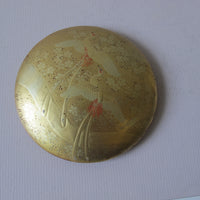 Lacquered Gold Round Box Japan Vintage