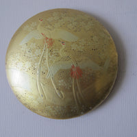 Lacquered Gold Round Box Japan Vintage