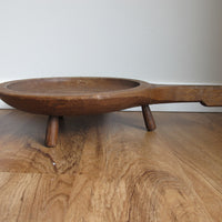 Standing Hand Carved Wood Tray with Handle Antique