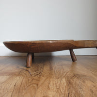 Standing Hand Carved Wood Tray with Handle Antique