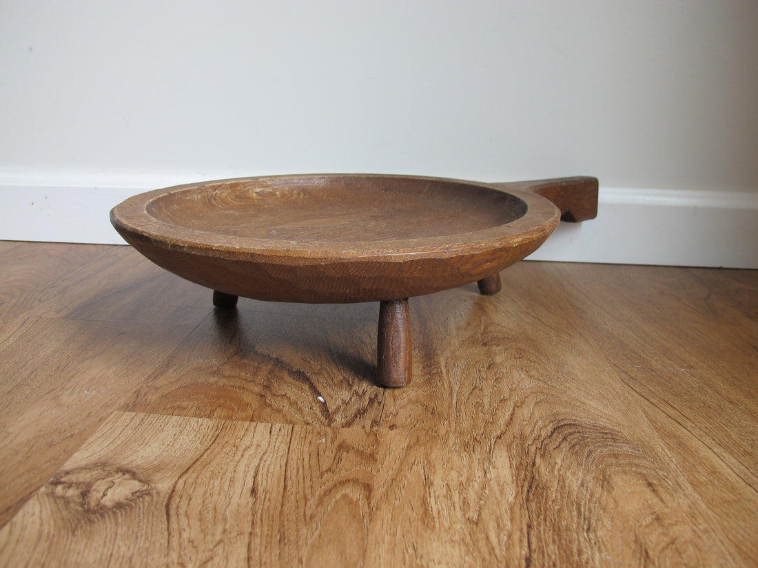Standing Hand Carved Wood Tray with Handle Antique
