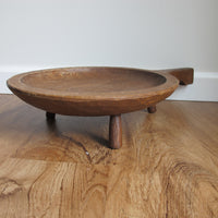 Standing Hand Carved Wood Tray with Handle Antique