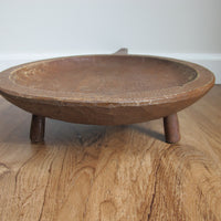 Standing Hand Carved Wood Tray with Handle Antique
