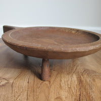 Standing Hand Carved Wood Tray with Handle Antique
