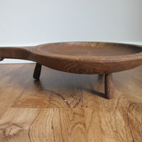 Standing Hand Carved Wood Tray with Handle Antique