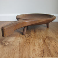 Standing Hand Carved Wood Tray with Handle Antique