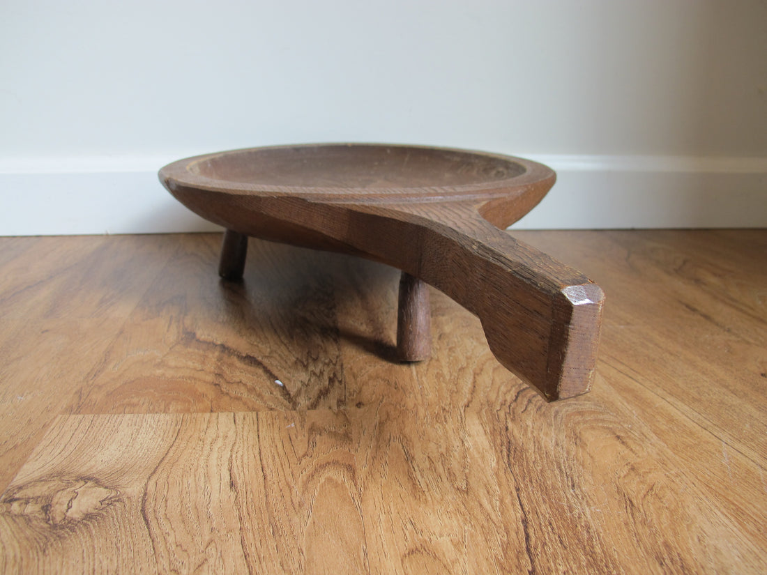 Standing Hand Carved Wood Tray with Handle Antique