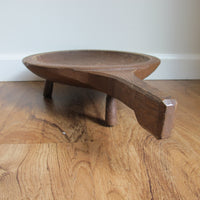Standing Hand Carved Wood Tray with Handle Antique