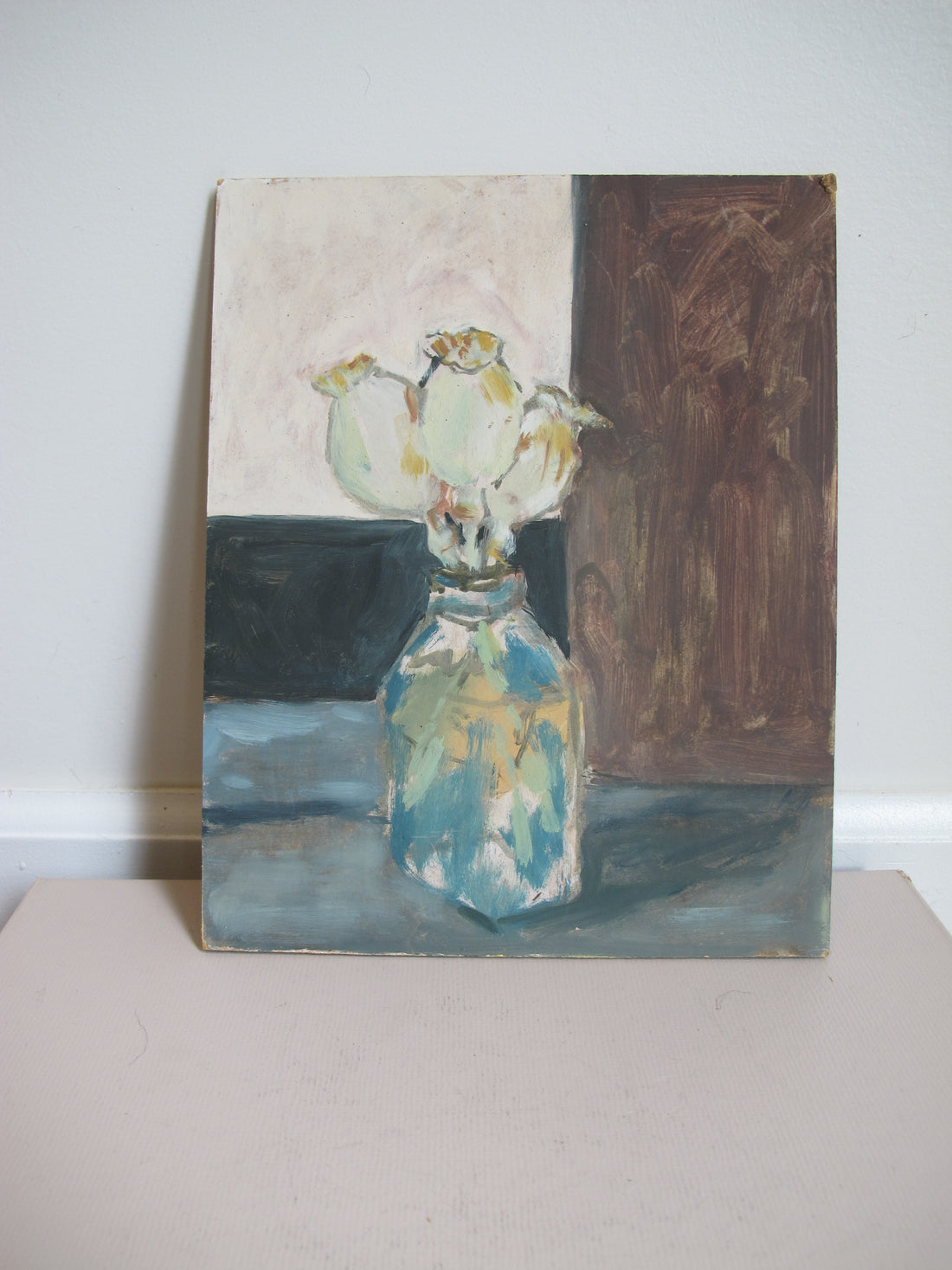 Dried Poppy Bouquet Floral Painting on Board Original Art Unsigned and Unframed