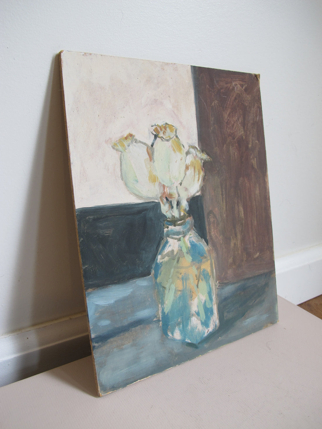 Dried Poppy Bouquet Floral Painting on Board Original Art Unsigned and Unframed