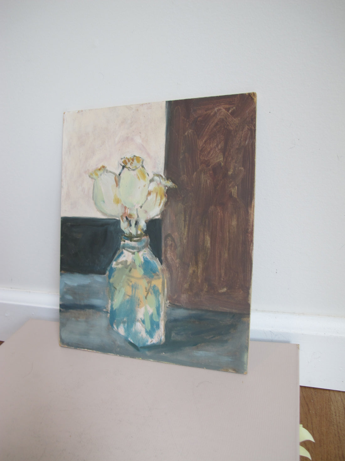 Dried Poppy Bouquet Floral Painting on Board Original Art Unsigned and Unframed