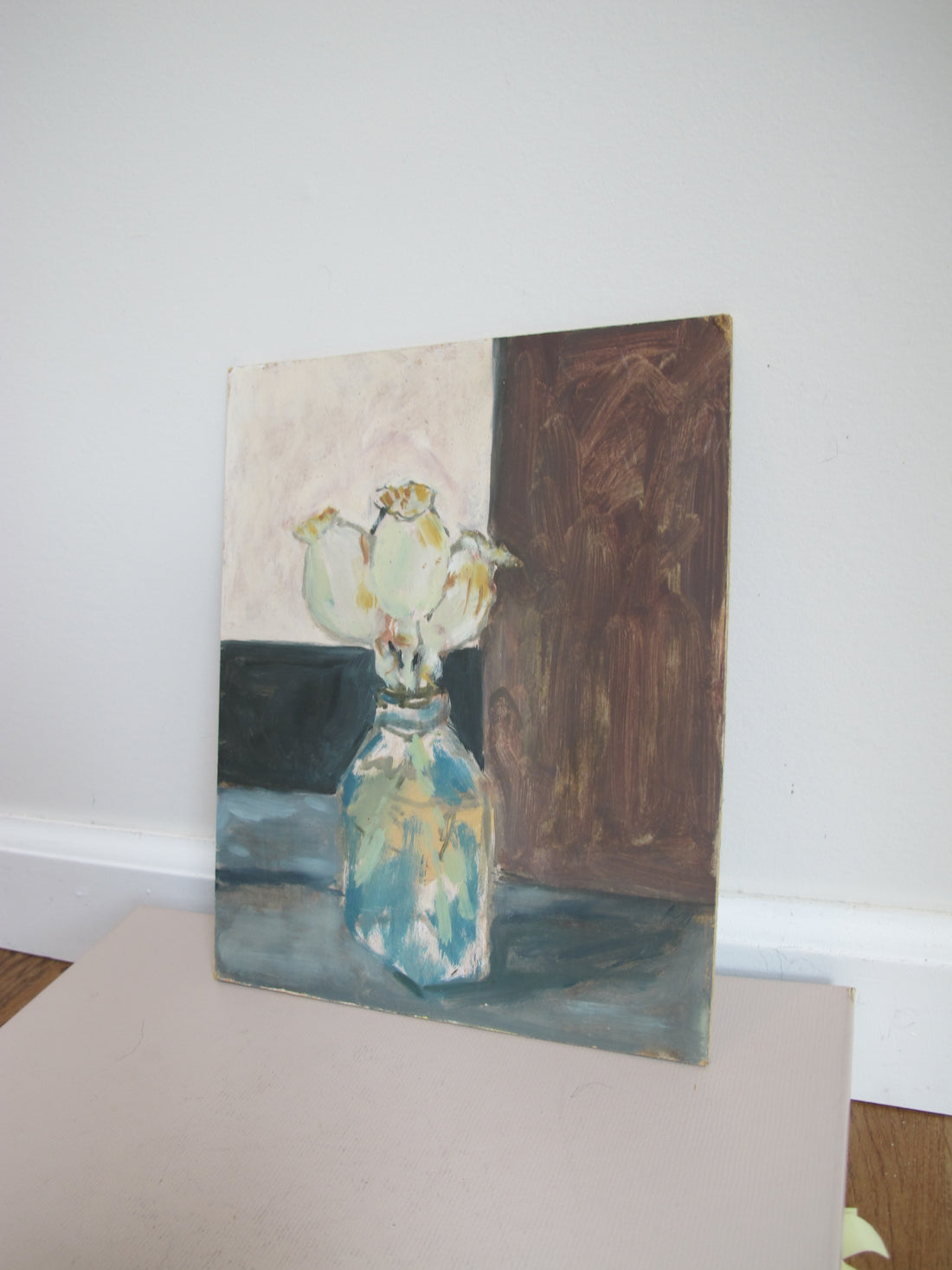 Dried Poppy Bouquet Floral Painting on Board Original Art Unsigned and Unframed