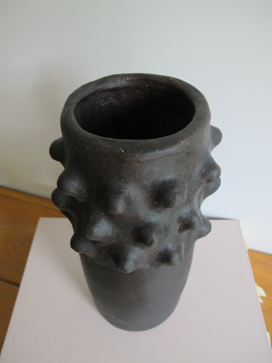 Black Spike Vase Red Clay Hand Spun Pottery Honduras Barro Negro