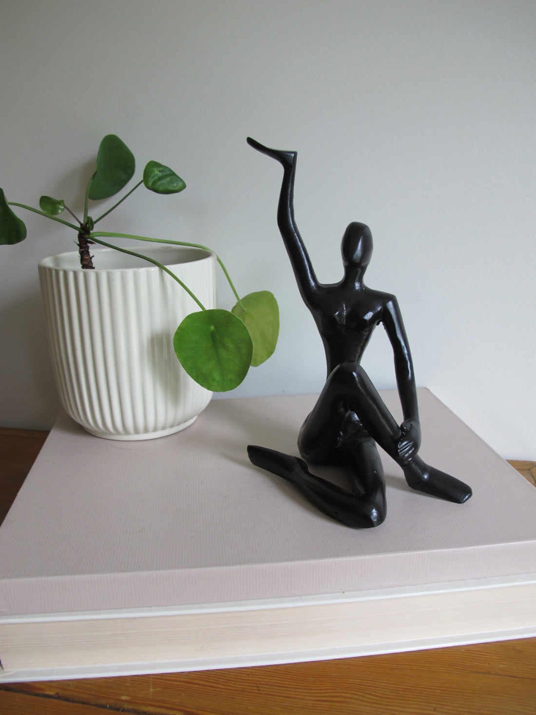 Metal Statue Female Figure Vintage Black Finish
