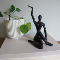 Metal Statue Female Figure Vintage Black Finish