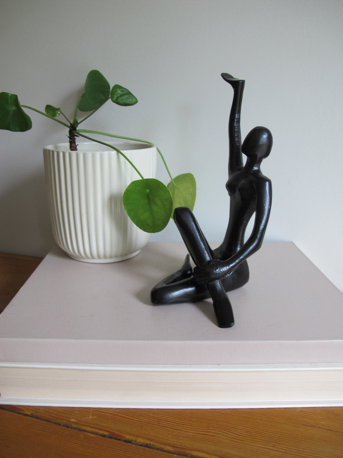 Metal Statue Female Figure Vintage Black Finish
