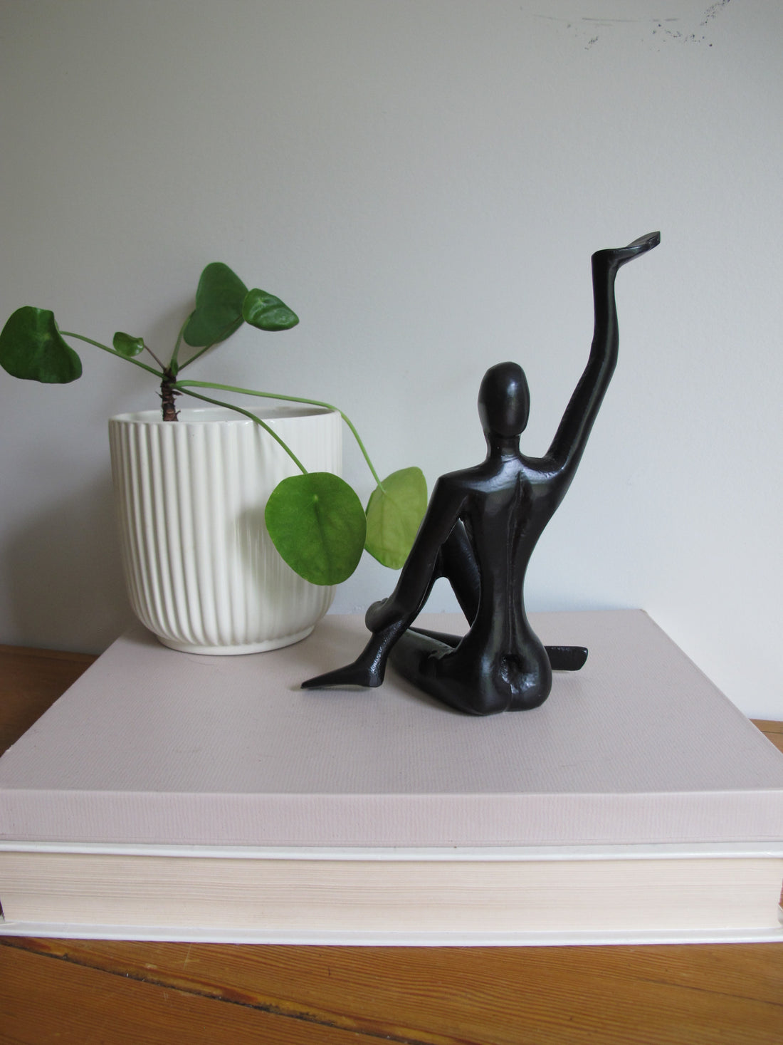 Metal Statue Female Figure Vintage Black Finish