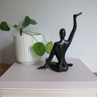 Metal Statue Female Figure Vintage Black Finish