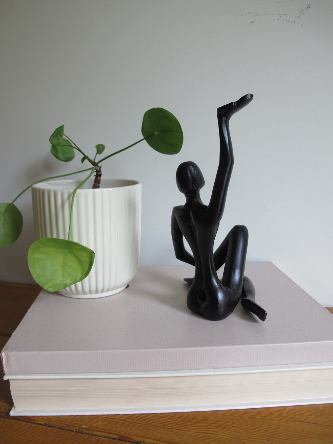 Metal Statue Female Figure Vintage Black Finish