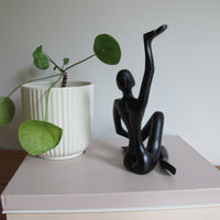 Metal Statue Female Figure Vintage Black Finish